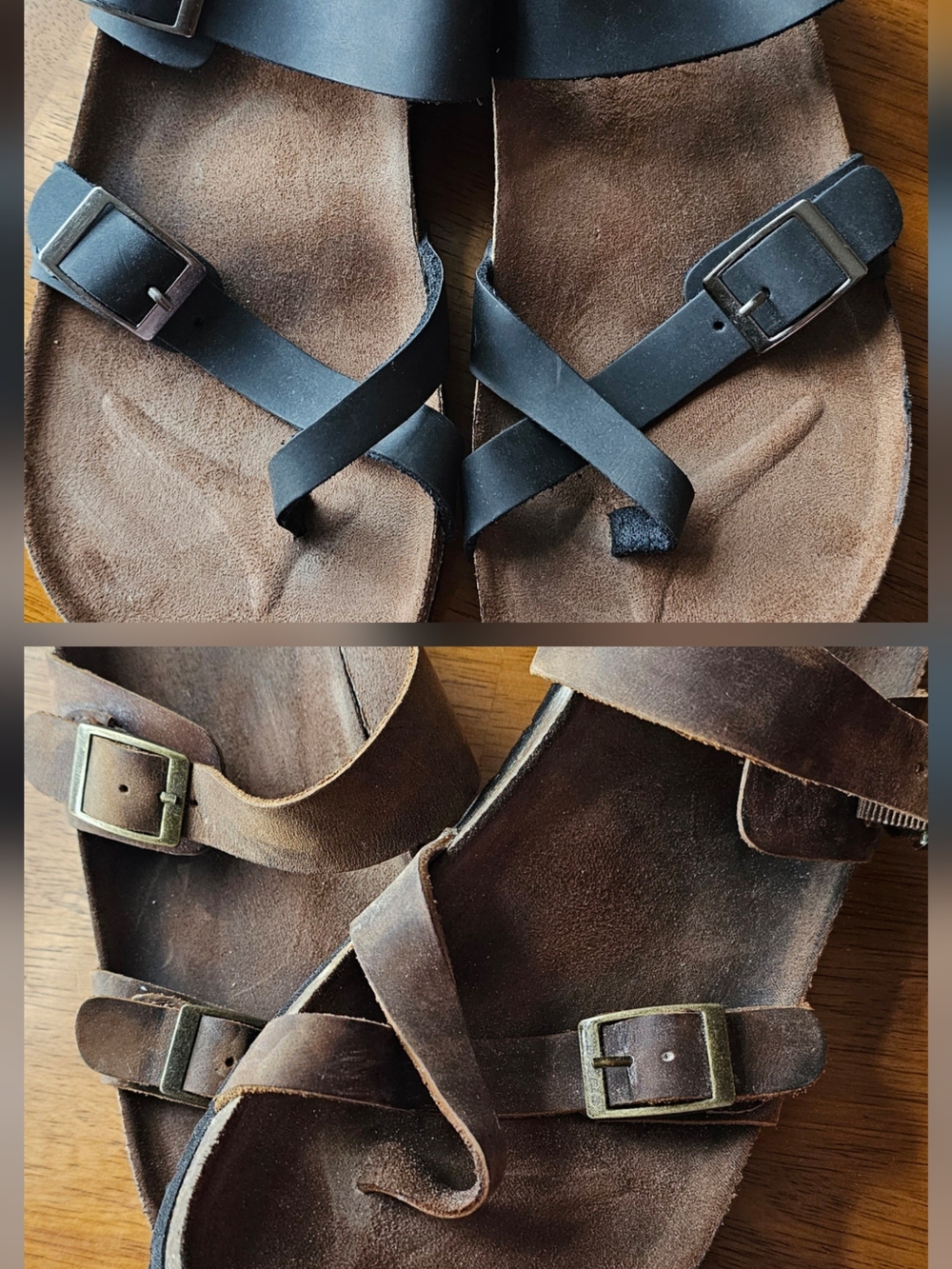 2 prs of White Mountain Sandals brown & black Gracie Sz 9